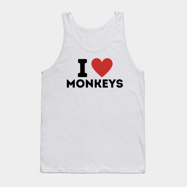 I Love Monkeys Simple Heart Design Tank Top by Word Minimalism